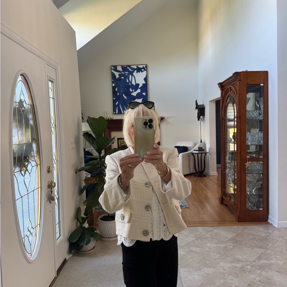 Mango Cream Jacket with Decorative Silver Button - Picture 4 of 5